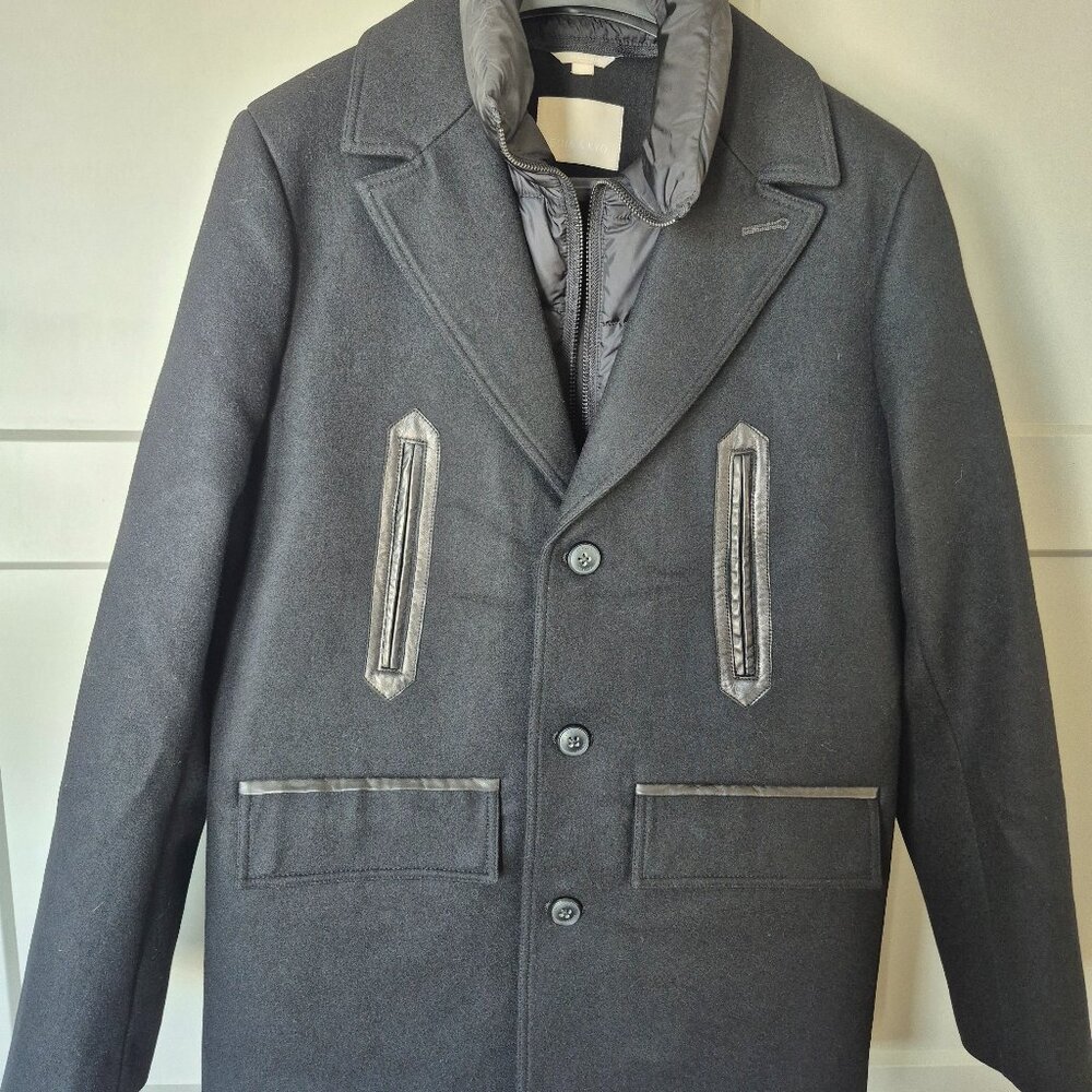 SOIA & KYO Men's Wool Blend Lamskin Leather Gordan Jacket Sz Medium Black